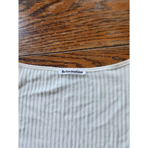 Reformation Leanne  knit top ribbed square neck  top Size S - Picture 2 of 4